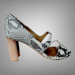 Hermes Muse 80 Genuine Python Skin Open Toe Sandal Pumps Shoes EU 36 Heels